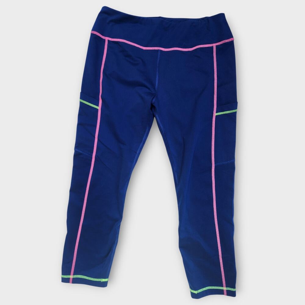 Vineyard Vines Leggings Womens L Navy Colorful Stitching Performance Stretch